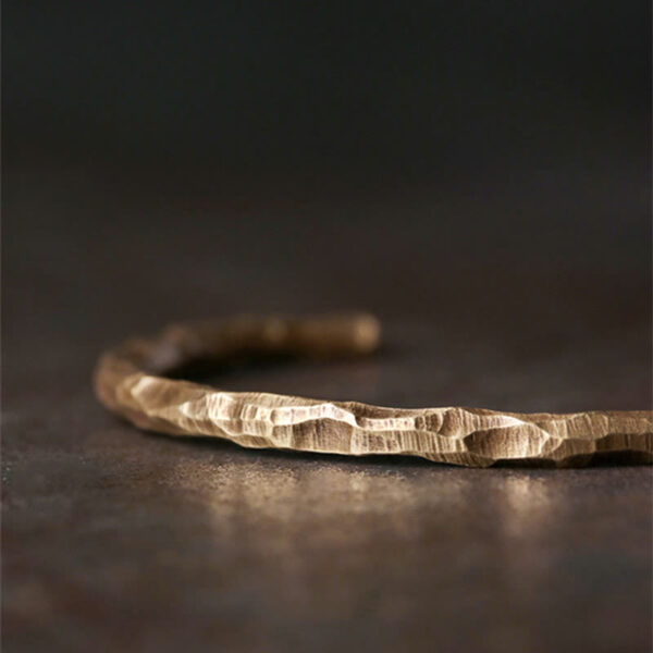 Buddha Stones Tibetan Bump Texture Copper Luck Cuff Bracelet Bangle - 图片 3