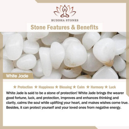 Buddha Stones Natural White Jade Luck Bracelet - 图片 10