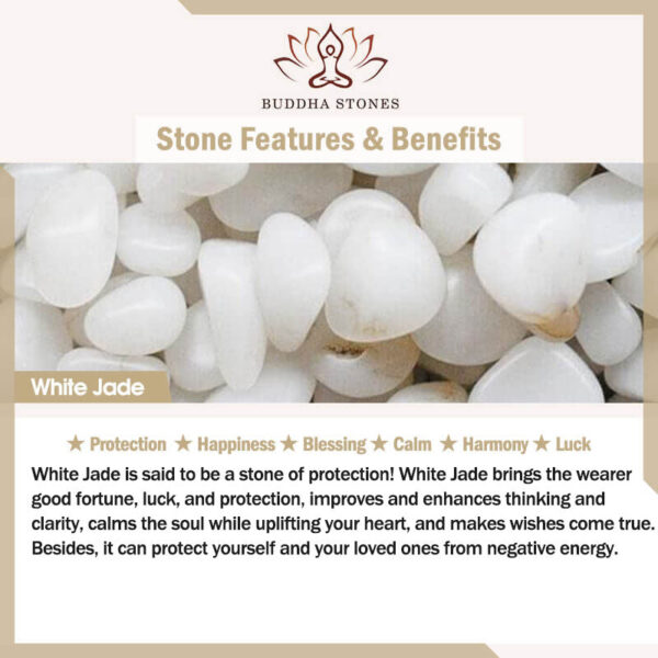 Buddha Stones Natural White Jade Luck Bracelet - 图片 10