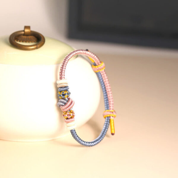 Two-Color Rope Handcrafted Eight Thread Peace Knot Luck Connection Bracelet - 图片 6