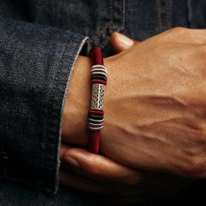 Buddha Stones 925 Sterling Silver Om Mani Padme Hum Peace Red String Bracelet - 图片 4