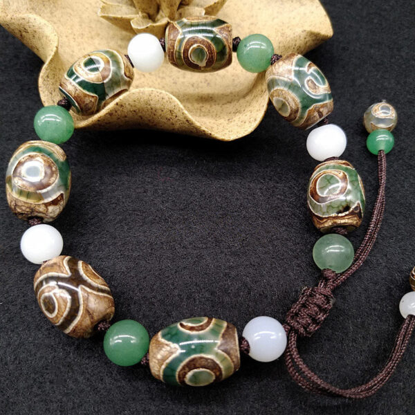 Tibetan Three-eyed Dzi Bead Luck Protection Braided Bracelet - 图片 6