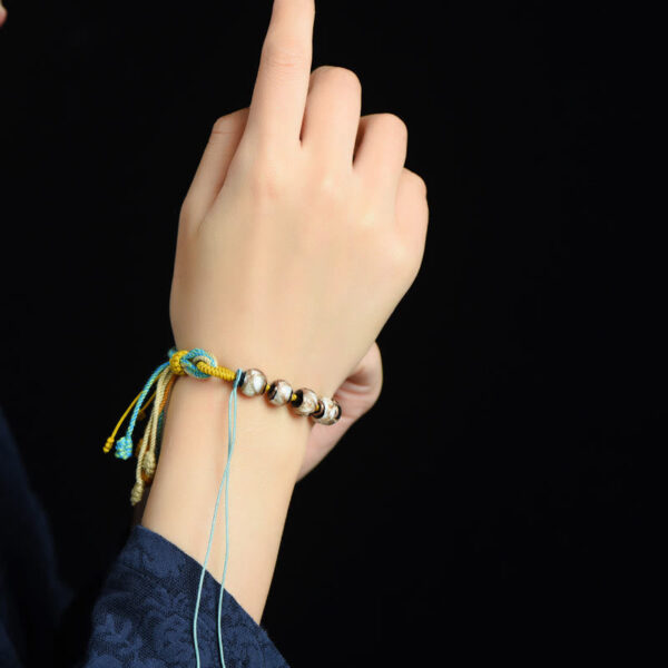 Handmade Multicolored Rope Liuli Glass Bead Fortune Braided Bracelet - 图片 8