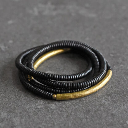 Ebony Wood Copper Balance Multilayered Bracelet - 图片 4