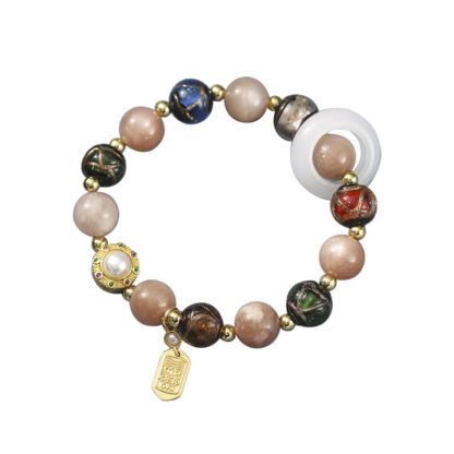 Tibetan Incense Ash Liuli Glass Tridacna Stone Sun Stone Om Mani Padme Hum Prayer Wheel Charm Bracelet - 图片 14