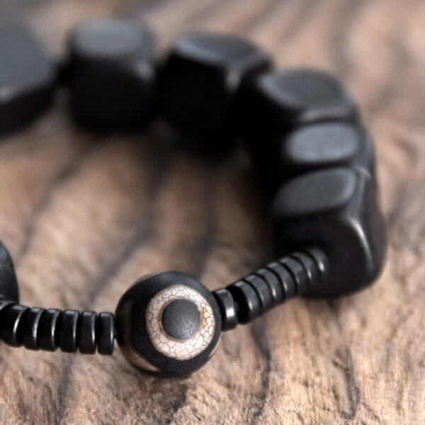 Buddha Stones Tibetan Ebony Wood Dzi Bead Strength Bracelet - 图片 9