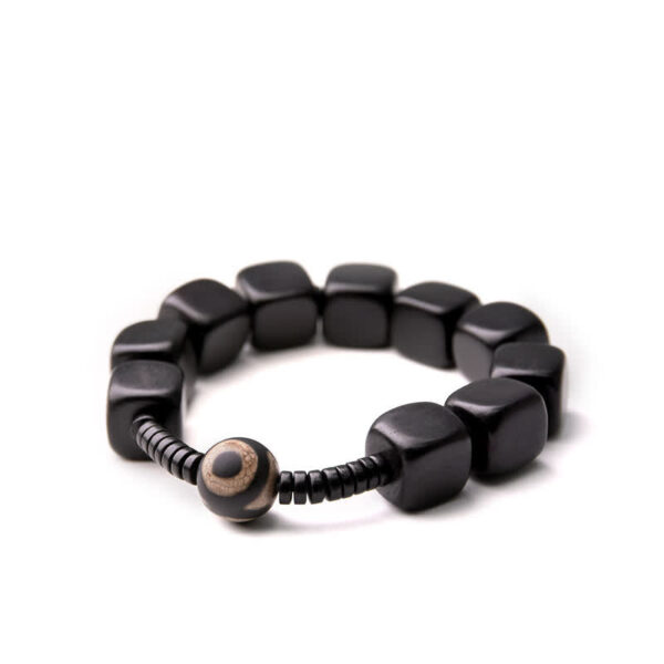 Buddha Stones Tibetan Ebony Wood Dzi Bead Strength Bracelet - 图片 13