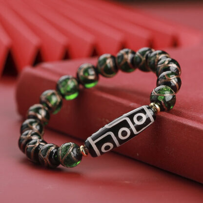 Tibetan Nine-Eye Dzi Bead Three-eyed Dzi Bead Liuli Glass Bead Wealth Bracelet - 图片 16