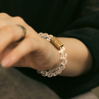 White Crystal Red Hematoid Quartz Gold Rutilated Quartz Purple Phantom Protection Bracelet - 图片 6