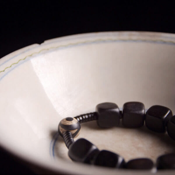Buddha Stones Tibetan Ebony Wood Dzi Bead Strength Bracelet - 图片 11