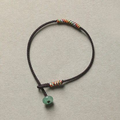 Tibetan Handmade Green Aventurine Luck Protection Braided Rope Bracelet - 图片 10