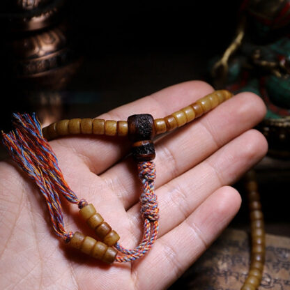 Buddha Stones Tibet 108 Mala Beads Yak Bone Amber Balance Bracelet - 图片 6