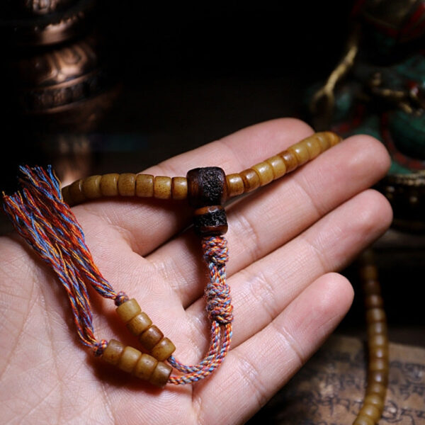 Buddha Stones Tibet 108 Mala Beads Yak Bone Amber Balance Bracelet - 图片 6