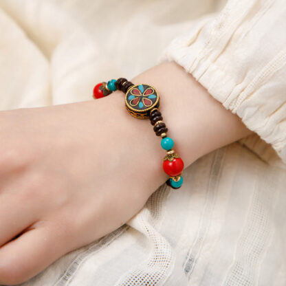 Buddha Stones Tibetan Turquoise Om Mani Padme Hum Protection Strength Bracelet - 图片 4