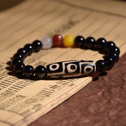 Buddha Stones Tibetan Natural Nine-Eye Dzi Bead Wealth Power Bracelet - 图片 3