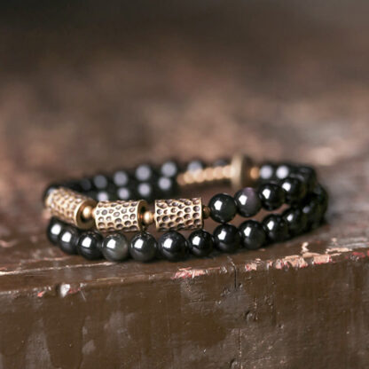 Buddha Stones Rainbow Obsidian Copper Love Double Wrap Bracelet - 图片 5