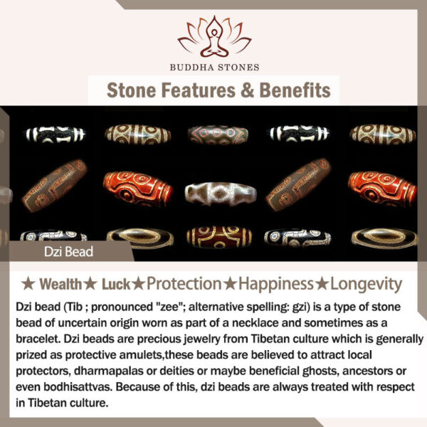 Buddha Stones Ebony Wood Dzi Bead Copper Peace Couple Bracelet - 图片 18