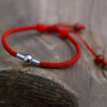 Buddha Stones 925 Sterling Silver Lucky Bead Protection Red String Bracelet - 图片 4