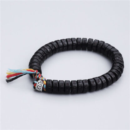 Buddha Stones Tibetan Coconut Shell Beads Engraved Om Mani Padme Hum Mantra Happiness Bracelet - 图片 5