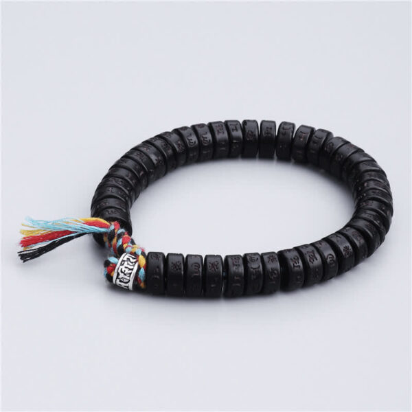 Buddha Stones Tibetan Coconut Shell Beads Engraved Om Mani Padme Hum Mantra Happiness Bracelet - 图片 5