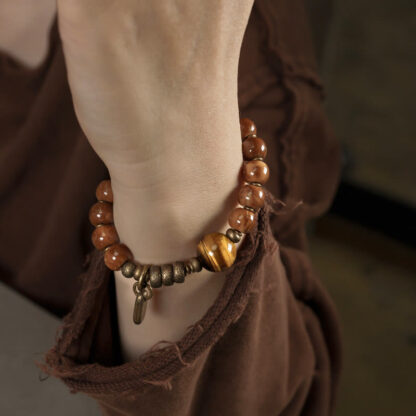 Kuka Seed Tiger Eye Gold Sheen Obsidian Copper Wealth Luck Bracelet - 图片 5