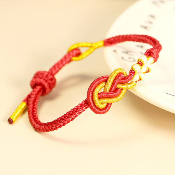 Handcrafted Eight Thread Peace Knot Peach Blossom Knot Luck Connection Bracelet - 图片 4