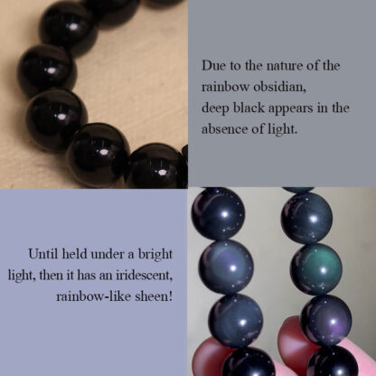Buddha Stones Lava Rock Stone Rainbow Obsidian Copper Support Healing Bracelet - 图片 14