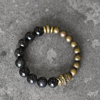 Buddha Stones Rainbow Obsidian Copper Bead Positive Transformation Bracelet - 图片 3