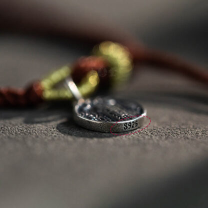 Handmade 925 Sterling Silver Five Directions Gods of Wealth Luck Protection String Braid Bracelet - 图片 9