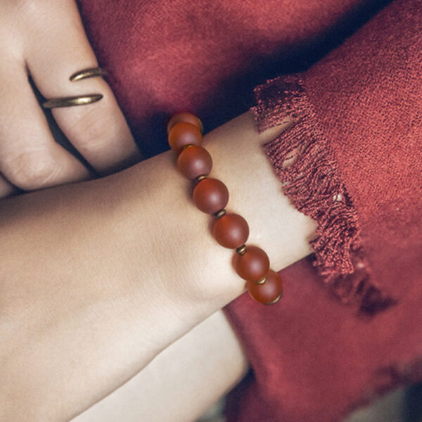 Buddha Stones Tibetan Red Agate Green Agate Copper Confidence Fortune Bracelet - 图片 4