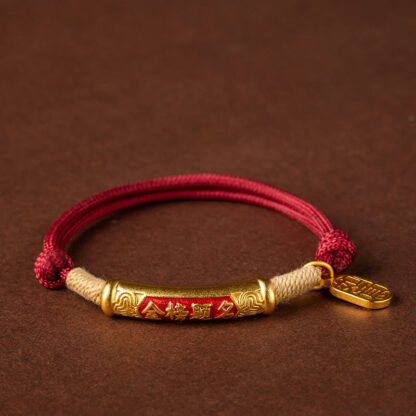 999 Sterling Silver Tibet Handmade Om Mani Padme Hum Fu Character TopRank Character Luck Braided Bracelet - 图片 12