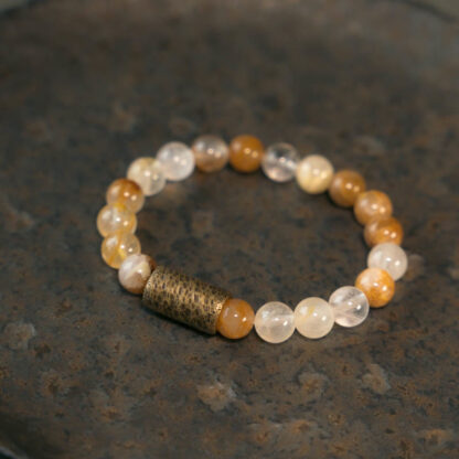 White Crystal Red Hematoid Quartz Gold Rutilated Quartz Purple Phantom Protection Bracelet - 图片 14