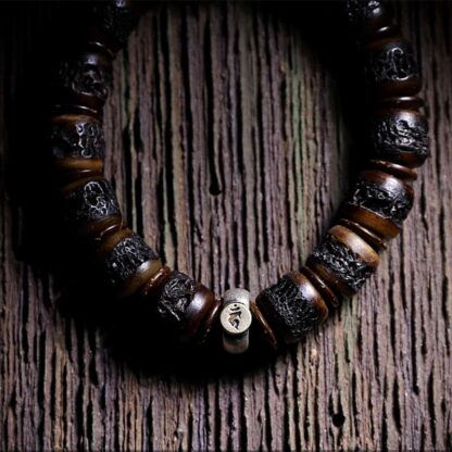 925 Sterling Silver Chinese Zodiac Natal Buddha Handmade Tibet Yak Bone Strength Bracelet - 图片 4