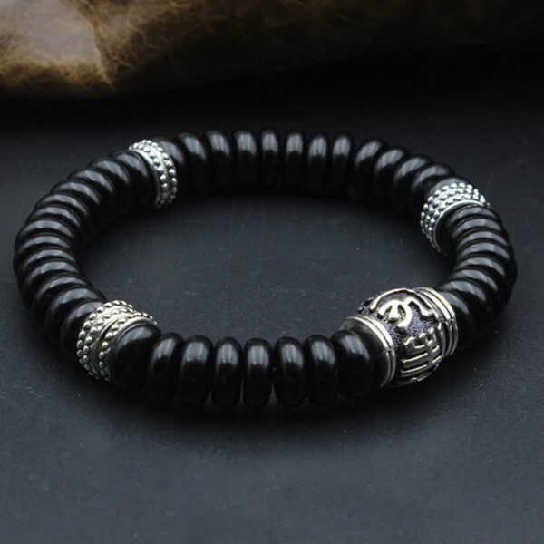 Natural Tibetan Coconut Shell Om Mani Padme Hum Positive Bracelet - 图片 5