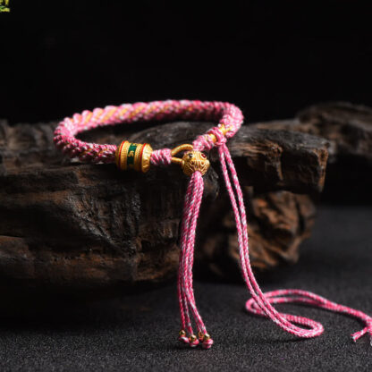 Buddha Stones Tibetan Handmade Luck Prayer Wheel Bead Charm Weave Colorful String Bracelet - 图片 15