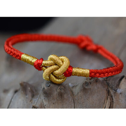 Buddha Stones Handmade Simple Design Chinese Knotting Luck Strength Braid String Bracelet - 图片 14