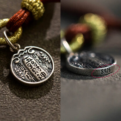 Handmade 925 Sterling Silver Five Directions Gods of Wealth Luck Protection String Braid Bracelet - 图片 8