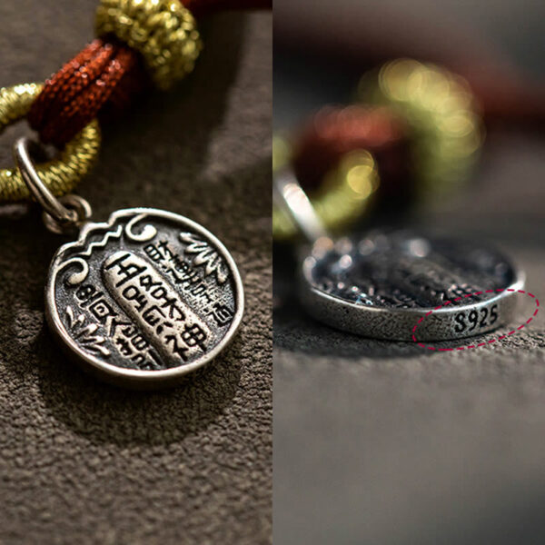 Handmade 925 Sterling Silver Five Directions Gods of Wealth Luck Protection String Braid Bracelet - 图片 8