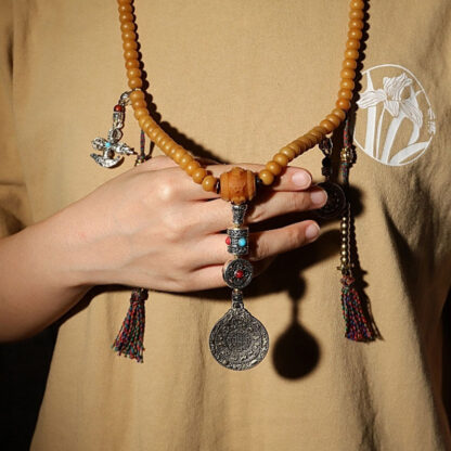 Tibet 108 Mala Beads Bodhi Seed Bagua Vajra Wealth Bracelet - 图片 3