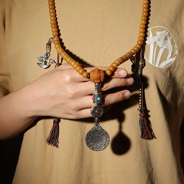 Tibet 108 Mala Beads Bodhi Seed Bagua Vajra Wealth Bracelet - 图片 3