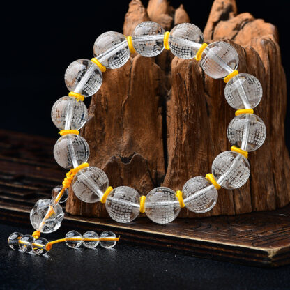 Tibet White Crystal Half Demon Half Buddha Heart Sutra Lotus Healing Bracelet - 图片 4
