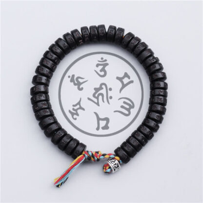 Buddha Stones Tibetan Coconut Shell Beads Engraved Om Mani Padme Hum Mantra Happiness Bracelet - 图片 4
