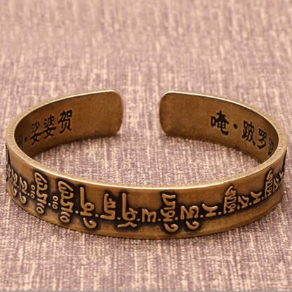 Buddha Stones Tibetan Mahāpratisarā Mantra Sanskrit Copper Brass Healing Bracelet Bangle - 图片 2