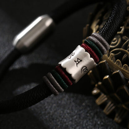 Buddha Stones 999 Sterling Silver Om Mani Padme Hum Peace Magnetic Buckle Bracelet - 图片 7