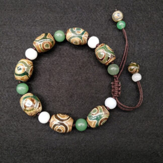 Tibetan Three-eyed Dzi Bead Luck Protection Braided Bracelet