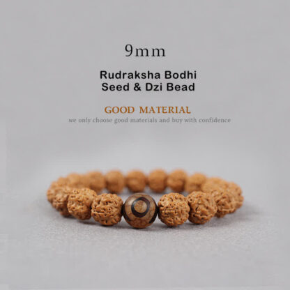 Buddha Stones Tibet Rudraksha Bodhi Seed Dzi Bead Amber Turquoise Wealth Bracelet - 图片 2
