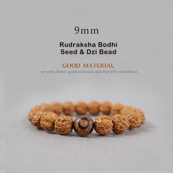 Buddha Stones Tibet Rudraksha Bodhi Seed Dzi Bead Amber Turquoise Wealth Bracelet - 图片 2