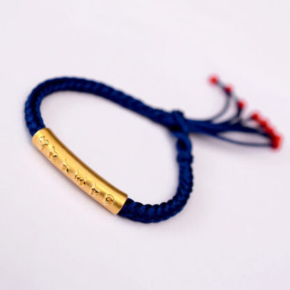 Buddha Stones 999 Sterling Silver Om Mani Padme Hum Protection Strength String Bracelet - 图片 23