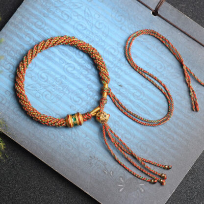 Buddha Stones Tibetan Handmade Luck Prayer Wheel Bead Charm Weave Colorful String Bracelet - 图片 3