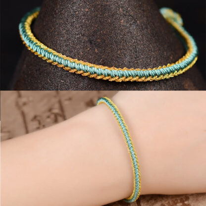 Buddha Stones Two-Color Rope Handcrafted Eight Thread Peace Knot Bracelet - 图片 8